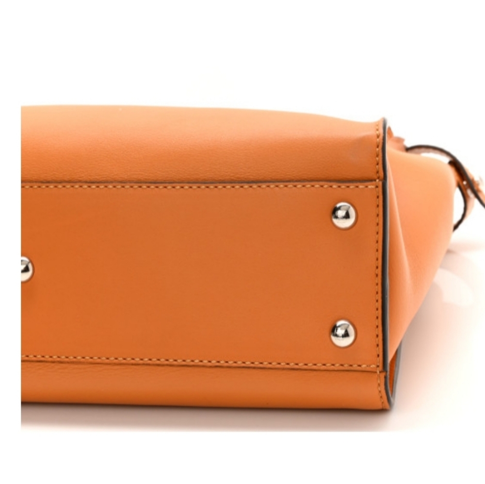 FENDI Peekaboo Iconic Satchel Vitello Seta Shiny Napa Plexiglass Granite Medium - Picture 3 of 10
